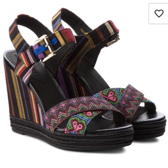 Geox Respira Janira Multicolor Crisscross Wedge Platform Sandals - 9 - Picture 16 of 16